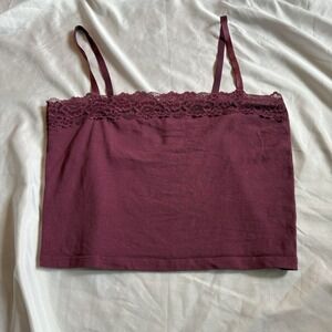 Women's Pink Lace Cami Tank Top Cotton On Size L Sleeveless